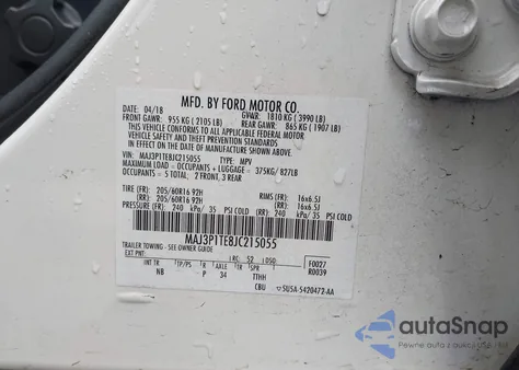2018 Ford Ecosport Se from USA, damaged, VIN MAJ3P1TE8JC215055